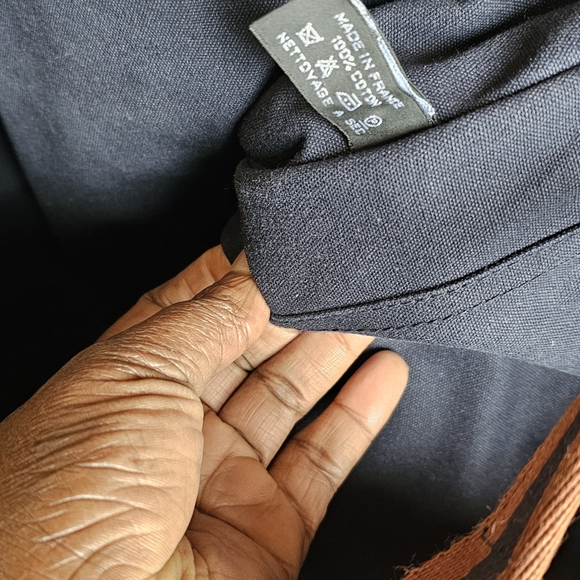 Authentic Hermes Fourre Navy Blue and Brown Canvas Tote Bag with Sturdy Design - Picture 15 of 16